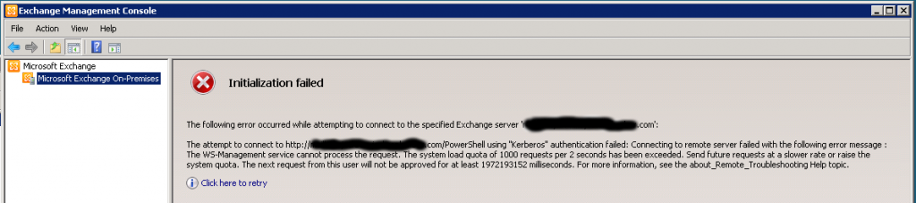 exchange 2010 management console initialization failed